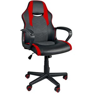 KAYELLES Chaise Gamer Hauteur réglable et basculant Simili Cuir et Alcantara Flip (Noir Rouge) - Publicité