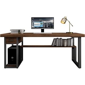 UBFSNKVX Bureau d'ordinateur en Fer forgé en Bois Massif de Style Industriel avec boîte Principale et étagère, Table d'étude multifonctionnelle - Publicité