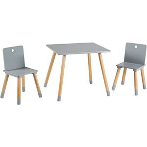 roba Ensemble Table et 2 Chaises Enfants Pieds en Bois Massif Pour Filles et Garçons de 2 Ans et plus Supporte 50 kg Style Scandinave Naturel / Gris - Publicité