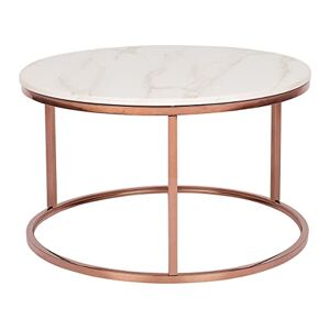 Beliani Table Basse Ronde avec Plateau Effet Marbre Beige en MDF et Cadre en Métal Cuivré au Style Moderne et Glamour - Publicité