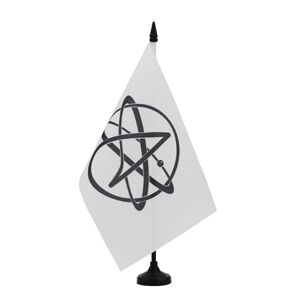 AZ FLAG Drapeau de Table Athéisme 21x14 cm Petit Drapeau Athéiste Athée De Bureau 100% Polyester Avec Hampe De 25cm Et Socle En Plastique Noir - Publicité
