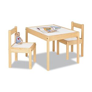 PINOLINO Ensemble table et chaises pour enfants Olaf'; 3 pièces, en bois, 2 chaises et 1 table, pour enfants à partir de 2 ans, vernis clair et décor uni, blanc - Publicité
