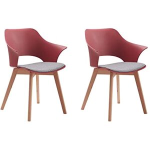 BenyLed Lot de 2 Chaises de Salle à Manger avec Revêtement en Tissu ; Chaises de Salon Chaises Longues Design Sculpté en Creux avec Accoudoir (Rouge) - Publicité