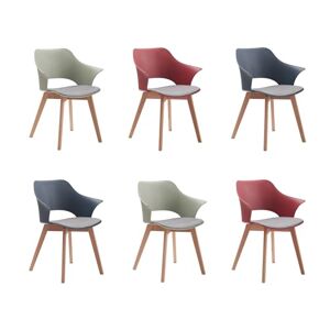 BenyLed Lot de 6 Chaises de Salle à Manger avec Revêtement en Tissu ; Chaises de Salon Chaises Longues Design Sculpté en Creux avec Accoudoir (Vert+Bleu+Rouge) - Publicité