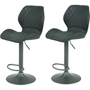 Apollo Lot de 2 tabourets de Bar Sonja Housse Vintage Anthracite Pieds en métal Gris Hauteur réglable avec Ascenseur Pivotants à 360° - Publicité