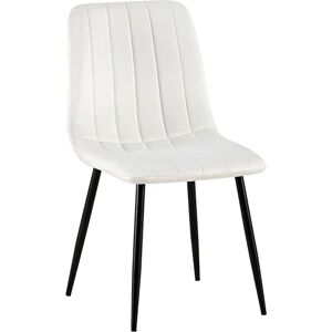 CLP Chaise De Salle A Manger Dijon en Tissu Ou Velours I Chaise avec Surface D'assise Matelassée Pieds en Metal I Charge Max.150 Kg, Couleur:Blanc crème, Matériel:Velours - Publicité