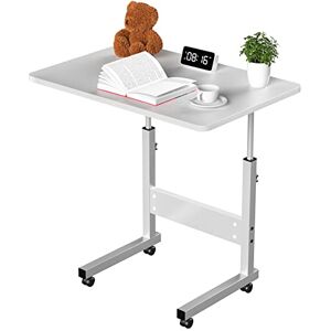 Rcynview Bureau Assis Debout Reglable Hauteur Professionnel, Bureaux Informatique Mobile, Table de Lit à roulettes, 80x40cm Bureau Debout pour Salon, Chambre, Table Bureau Bois et Métal, Blanc - Publicité