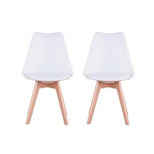 GrandCA HOME Lot de 2 Chaises de Salle à Manger Scandinaves avec Assise Rembourrée et Pieds en Bois en Métal, Chaises de Cuisine pour Chambre, Salon, Blanc - Publicité