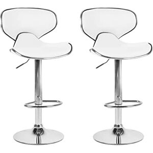 Beliani Lot de 2 Chaises Tabourets de Bar en Cuir PU blanc et Métal Brillant Pivotantes et Réglables pour Cuisine ou Salle à Manger Ultra Moderne - Publicité