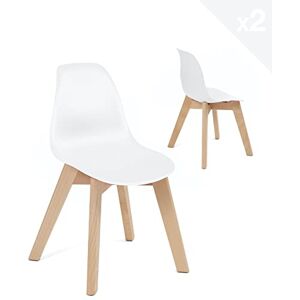 KAYELLES Lot de 2 chaises Enfant scandinave JUBA (Blanc) - Publicité