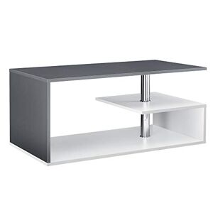 [en.casa] Table Basse Table de Salon avec Étagère Rangement en MDF 90 x 50 x 41 cm Blanc et Gris Foncé - Publicité