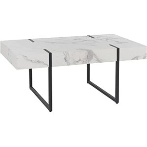 Beliani Table Basse Plateau Effet Marbre Blanc 100 x 60 cm Pieds en Métal Noir Merced - Publicité