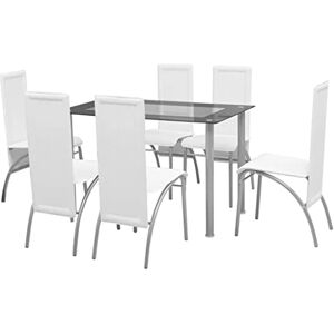 vidaXL Ensemble à dîner 7 pcs Blanc Table et chaises de Salle à Manger Cuisine - Publicité