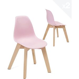 KAYELLES Lot de 2 chaises Enfant scandinave JUBA (Rose) - Publicité