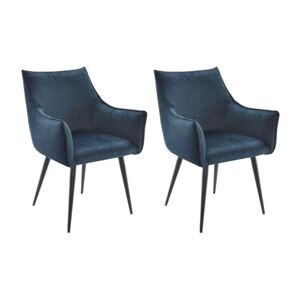 Unique Lot de 2 chaises avec accoudoirs en Tissu et métal Noir Bleu ODILONA - Publicité