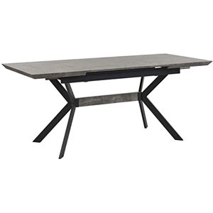 Beliani Table de Salle à Manger 140 x 80 cm Plateau Extensible 8 Places Effet Béton et Pieds en Métal Noir et Bois Industriel Intérieur Scandinave - Publicité