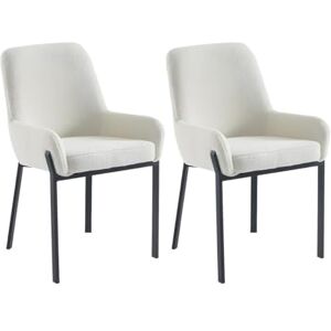 Unique Pascal MORABITO Lot de 2 chaises avec accoudoirs en Tissu Bouclette et métal Blanc CAROLONA de Pascal MORABITO - Publicité