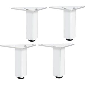 X1NGFU 4 Pièces Pieds D'Armoire en Aluminium,Pied de Canapé Metal,Pieds de Table Tube Carré,Hauteur Réglable 0-10mm,pour Armoire,Cuisine,Canapé,Chaise,Bureau,Placard,Blanc (6cm) - Publicité