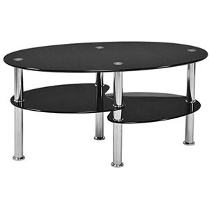 MINGYI Table Basse en Verre Trempé à 3 Niveaux 90×50×43 cm Table Salon Ovale Table Café pour Salle, Salon, Chambre (Noir) - Publicité