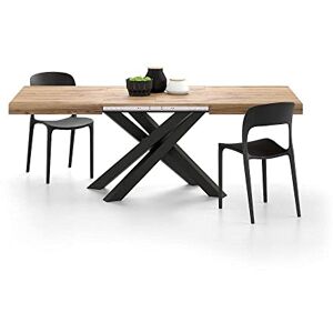 MOBILI FIVER , Table Extensible Emma 140, Bois Rustique, avec Pieds Noirs croisés, Made in Italy - Publicité