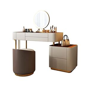 TEESONG Coiffeuses de Chambre Coiffeuse Tout en Bois Meuble de Rangement intégré Moderne Minimaliste Verre trempé léger Table de Maquillage de Luxe Coiffeuse de Vanité de Maquillage (Color : Slate, Size : 8 - Publicité