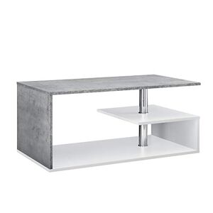 [en.casa] Table Basse Table de Salon avec Étagère Rangement en MDF 90 x 50 x 41 cm Blanc et Béton - Publicité