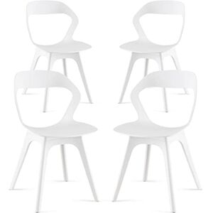 COSTWAY Chaise Salle à Manger Lot de 4, Chaise Scandinave Cuisine en PP avec Dossier, Hauteur d’Assise 46cm, Assemblage Facile, Fauteuil Salle à Manger, Blanc(4, Blanc) - Publicité