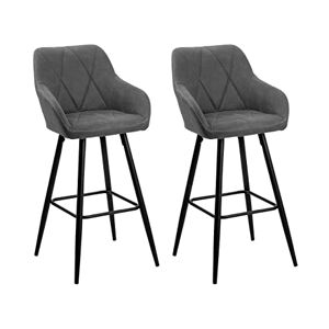 Beliani Lot 2 Tabourets Chaises de Bar Tapissés en Tissu Gris avec Pieds Noirs Design Tendance pour Cuisine ou Salle à Manger Rétro Glamour - Publicité