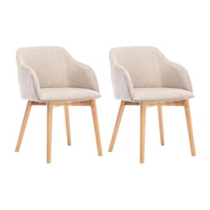 Unique Lot de 2 chaises avec accoudoirs Tissu et hévéa Beige Jelisa - Publicité