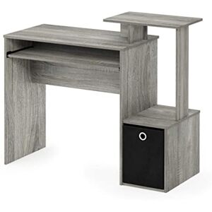 Furinno Bureau d'Ordinateur, Bois, Chêne Français Gris/Noir, Taille Unique, One Size - Publicité