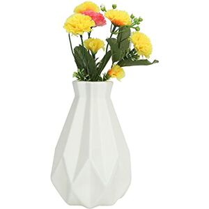 HYWHUYANG Minimaliste Géométrique Aspect Céramique Vase en Plastique Léger Décor Salle D'étude Bureau Blanc 1 PC Applicable Table De Salon - Publicité