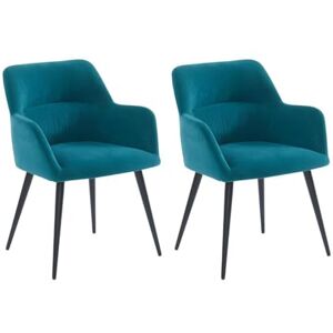 Unique Lot de 2 chaises avec accoudoirs en Tissu et métal Bleu HEKA - Publicité