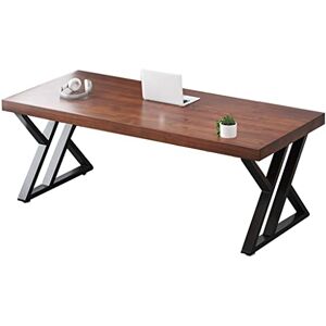 SnamicE Bureau d'ordinateur de bureau en bois massif de style industriel, table de conférence/poste de travail personnel avec cadre en métal robuste, forte capacité portante (épaisseur 5 cm 200 x 90 x 75 cm) - Publicité