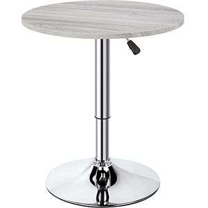 Yaheetech Table de Bar Ronde Table Haute Cuisine Mange-Debout avec Plateau en Bois MDF Réglable en Hauteur Pivotante à 360° Table Ronde pour Bistro Salon Salle à Manger Terrasse Café Gris - Publicité