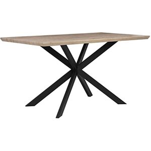 Beliani Table à Manger 140 x 80 cm Plateau Décor Bois Clair en MDF et Pieds en Métal Noir de Style Industriel pour Intérieur Moderne ou Minimaliste - Publicité