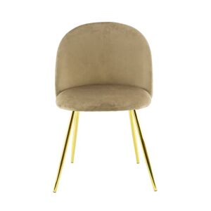 Mediawavestore Mediawave Store Chaise de salon SHELBY Vintage effet velours et pieds dorés, chaise de salle à manger style rétro, assise élégante rembourrée, ameublement, 50 x 45 x 80 cm (taupe) - Publicité