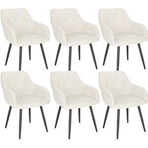 WOLTU Chaises Salle à Manger Lot de 6, Fauteuil Salon, Chaise Scandinave, Chaise de Cuisine en Velours, Assis Rembourré avec Accoudoirs et Dossier, Pieds en Métal, Blanc, BH352cm-6 - Publicité