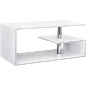 [en.casa] Table Basse Table de Salon avec Étagère Rangement en MDF 90 x 50 x 41 cm Blanc - Publicité