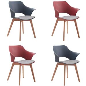 BenyLed Lot de 4 Chaises de Salle à Manger avec Revêtement en Tissu ; Chaises de Salon Chaises Longues Design Sculpté en Creux avec Accoudoir (Bleu+Rouge) - Publicité