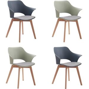 BenyLed Lot de 4 Chaises de Salle à Manger avec Revêtement en Tissu ; Chaises de Salon Chaises Longues Design Sculpté en Creux avec Accoudoir (Bleu+Vert) - Publicité