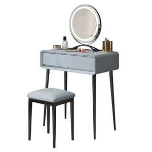 EESHHA Coiffeuse Bureau de Coiffeuse avec lumières LED réglables, Coiffeuse en Bois Massif avec Tabouret et Pieds en métal, Table de Maquillage (B 70 x 40 x 80 cm) - Publicité