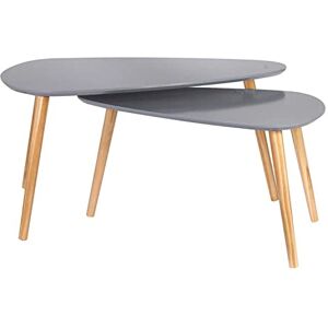 HOME DECO FACTORY HD6403 Table Gigogne Bois Galet Gris, MDF, 80 x 50 x 40 cm - Publicité