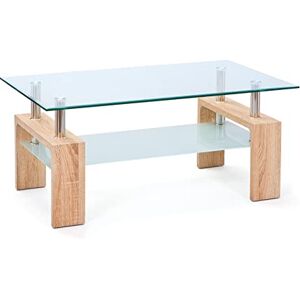 Inter Link Table basse Verre Table de salon Table basse Table rectangulaire en verre pour le salon Verre de sécurité LxPxH : 100x60x45 cm Chêne Sonoma Loana - Publicité