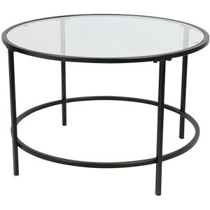 XUANYU ∅70×45 cm Table Basse en Verre et Métal, Meuble de Salon Moderne, Table de Salon Ronde, Bout de Canape pour Salon, Chambre, Bureaux (Transparent-Noir) - Publicité