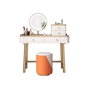 Ensemble coiffeuse de luxe avec miroir HD LED 3 couleurs, tabouret confortable, style simple et moderne, cadeau pour fille (taille : 100 cm) - Publicité