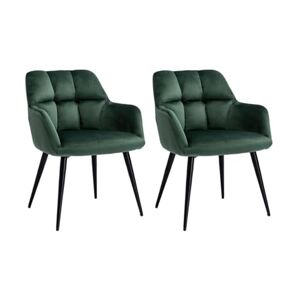 Unique Lot de 2 chaises avec accoudoirs Velours et métal Vert PEGA - Publicité