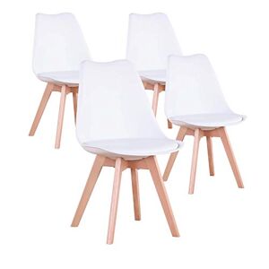 EGOONM Ensemble de 4 chaises de Salle à Manger, chaises de Style Nordique, pouvant être placées dans la Salle à Manger, Le Salon et Le Bureau (Blanc) - Publicité