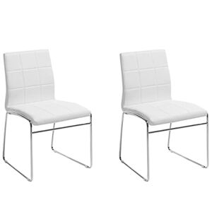 Beliani Lot 2 Chaises Blanches Tapissées en Cuir PU avec Pieds en Métal Chromé Style et Élégance pour un Salle à Manger Chic et Moderne - Publicité