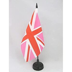 AZ FLAG Drapeau De Table Royaume-Uni Rose Drapeau Anglais UK Grande Bretagne De Bureau 100% Polyester avec Hampe De 25cm Et Socle en Plastique Noir 20g 21x14 cm - Publicité