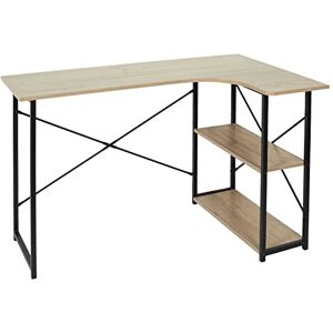 HOME DECO FACTORY HD7109 Bureau d'angle Job Noir Meuble Table d'étude Étagère Intégrée, Métal, 120x74x74 cm - Publicité